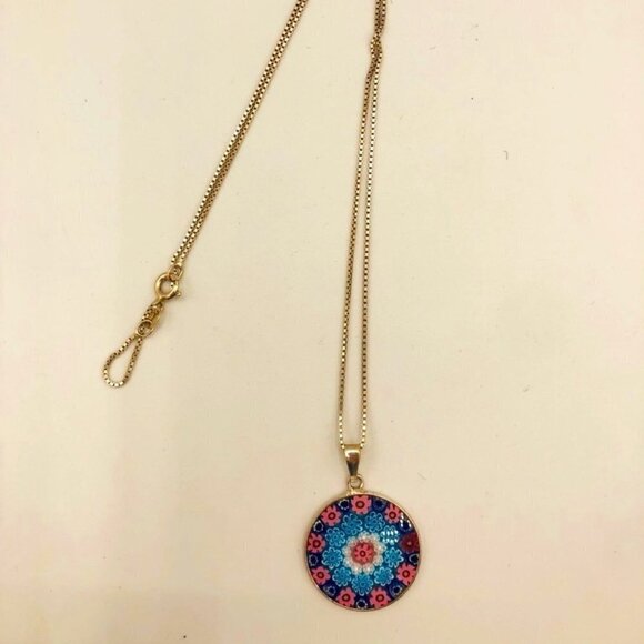 Jewelry - Vintage Millefiori Murano Glass + Sterling Silver Necklace